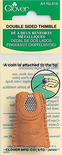 Clover Leather Double Sided Thimble-, Brown - style: Modern