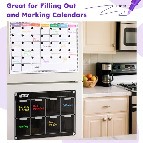 KERIFI Liquid Chalk Markers Fine Tip 1.0 mm, 12 Colors Wet Erase Makers for Chalkboard Calendar, Erasable Chalk Pens for Blackboard, Bistro, Menu, Wedding Signs, Glass Window Decor, 45 Labels Included - color: 12 Colors