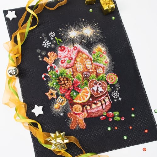 Wizardi Counted Cross-Stitch Kit Christmas Sweets 540-673 Magic Needle. Beginner Cross Stitch Kits for Kids and Adults - color: Christmas Sweets
