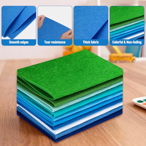 10 Sheets Felt Fabric for Crafts, 8x20 Inch 1.4mm Thick (Blue) - color: Blue