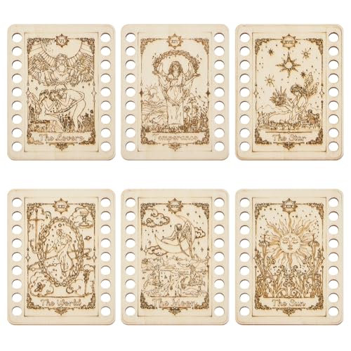 ORIGACH 6 Set Tarot Wooden Embroidery Thread Organizer Cards