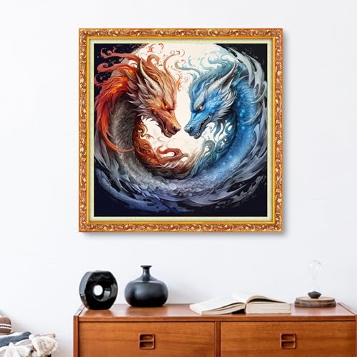 Funxvoot Stamped Cross Stitch Kits Beginners Full Range of Embroidery Kits for Adults 11CT Embroidery Patterns Needlepoint Kits Printed Cross Stitch Kits-Lucky Dragon 18x18 inch - color: Craftsstyle22