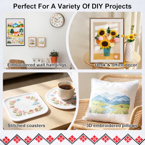 Needlepoint Canvas, 20" X 18" Embroidery Blanks, 13 Mesh Needlepoint Canvas, Blank Canvas Cloth, White - color: White