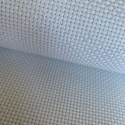11CT Iridescent Sparkling Aida Cloth Light Reflecting Embroidery Cross Stitch Fabric, W59 x L39 - size: W59" x L39"