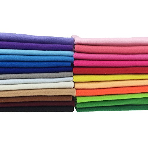24pcs Thick 1.4mm Soft Felt Fabric Sheet Assorted Color Felt Pack DIY Craft Sewing Squares Nonwoven Patchwork (25 * 25cm) - size: 25*25cm
