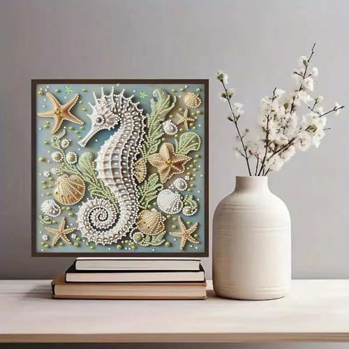 ZQEATRY 5D Special Shape Diamond Art Kits for Adults,Animal Seahorse Diamond Painting Kits for Beginners,DIY Gem Art Crystal Rhinestones Painting Kits for Home Wall Decor 12×12inch - color: XJ116