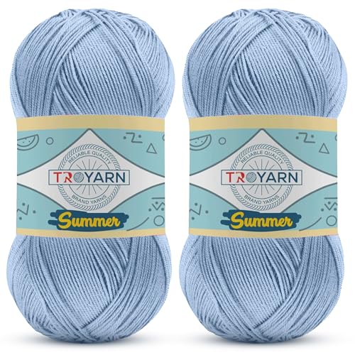 Yarn for Crocheting & Knitting - 2 Skeins (2x383 Yds) (105350 - Blue Freesia) Crochet Yarn - 100% Microfiber Acrylic Yarn - Knitting Yarn for Craft Projects - color: 105350 - Blue Freesia, size: 2 Skein