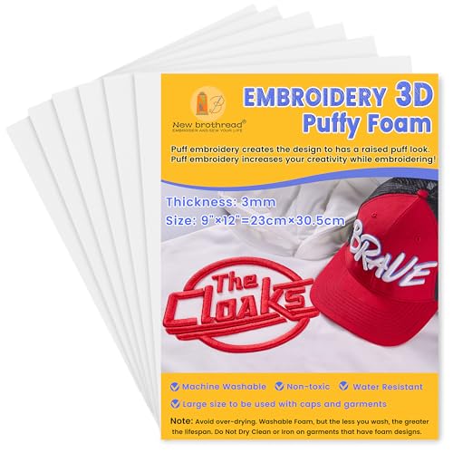 New brothread 6PCS Embroidery Puffy Foam 3MM - White - color: 6×white