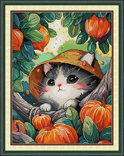 Stitchhaven 14CT Cute Cat Counted Cross Stitch Kit for Beginners, Unprinted Complete DIY Embroidery Set with Pattern & Tools, Premium Aida Cloth & Threads (Little cat) - color: Cat13