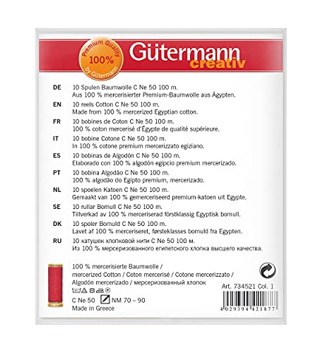 Gütermann creativ Sewing Thread Set with 10 spools Natural Cotton 100 m in