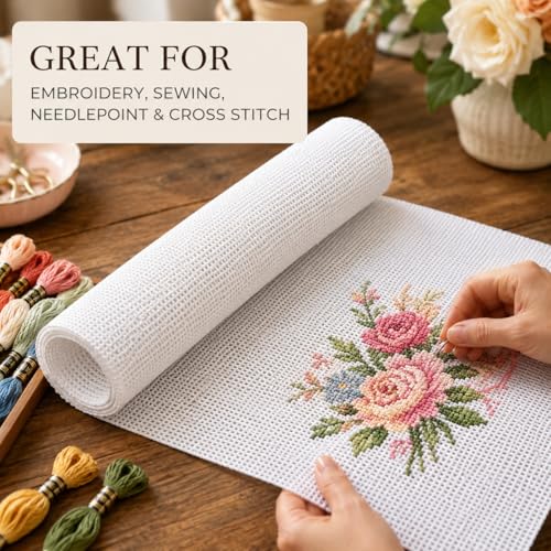 Needlepoint Canvas, 20" X 18", 13-mesh White Needlepoint Canvas Embroidery Blank White Cotton - color: White 13-mesh
