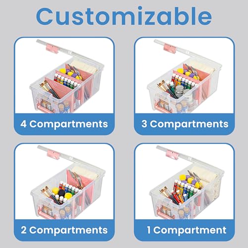 ArtBin Semi Satchel Portable Craft Organizer with 3 Dividers - Clear Plastic Storage Case for Art & Craft Supplies - color: Rose Gold, size: Pack of 1