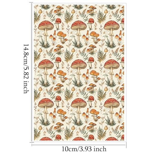 Briartw 10 Sheets Mushrooms and Ferns Polymer Clay Transfer Paper,Per Sheet 3.93inch x 5.82inch Polymer Clay Transfer Sheets for DIY Clay Jewelry Making Disposable Stickers - color: Mushrooms and Ferns