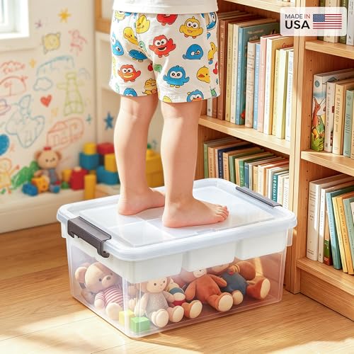 Citylife 17QT Clear Craft Organizers and Storage Box with Removable Tray - size: 17 Qt- 1 Pack