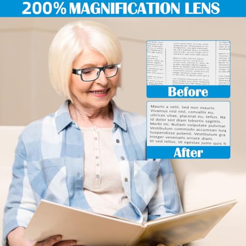 200% Magnifying Glasses with Light, USB Rechargeable LED Reading Glasses - color: Black
