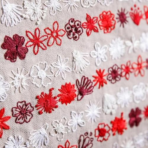 Red White & Bloom Embroidery Kit, US 250th Anniversary 365-Day Floral American Flag Cross Stitch Set for Beginners Adults, Veterans, Patriotic Craft Gift