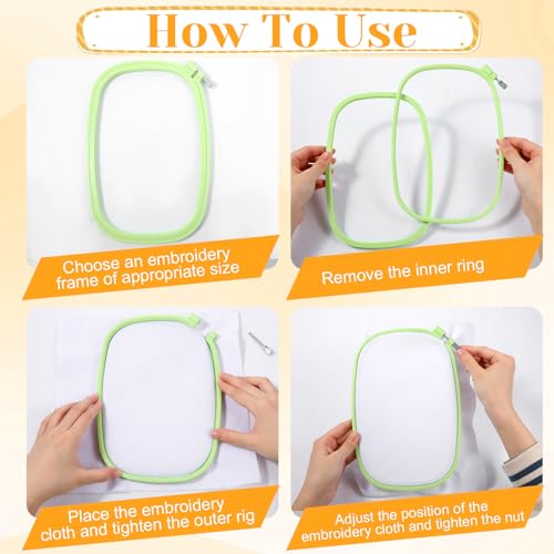 Yuanan 5 Sizes Rectangle Embroidery Hoop, 5"/6"/10"/13"/15" Plastic Square Embroiderys Hoop Plastic Embroidery Hoops Reusable Cross Stitch Hoops Embroiderys Supplies for Sewing, Needlework, DIY