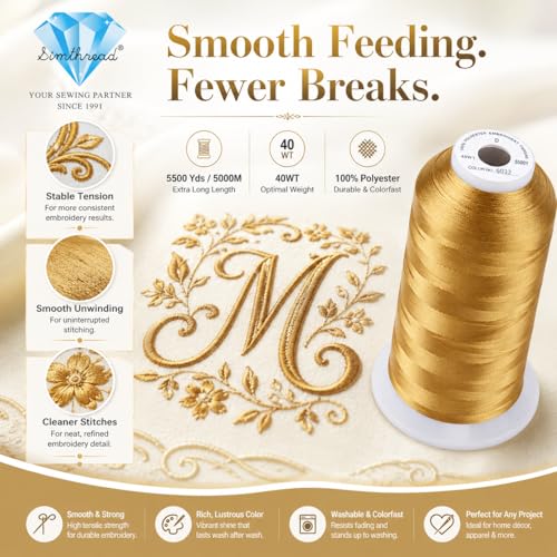 Simthread 5000M 40WT Polyester Embroidery Thread, Autumn Haystack S032 - color: AutumnHaystackS032