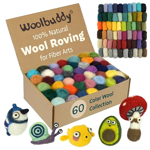 Woolbuddy Needle Felting Kit 60 Colors Wool Roving for Adults & Beginner - color: 60 Colors