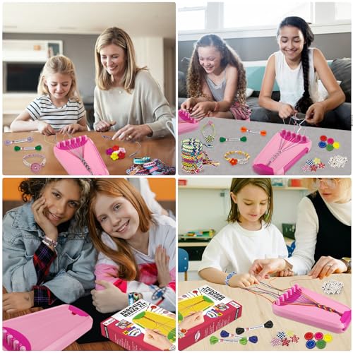 Maynacs Friendship Bracelet Making Kit for Girls 8-12, 28 Pre-Cut Threads - color: Pink