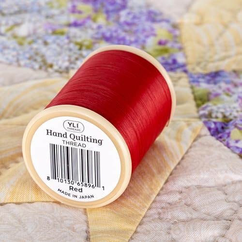 YLI Hand Quilting Thread - 100% Egyptian Cotton, Glazed, Strong & Tangle-Free, 500 yd. Spool - Red - color: Red