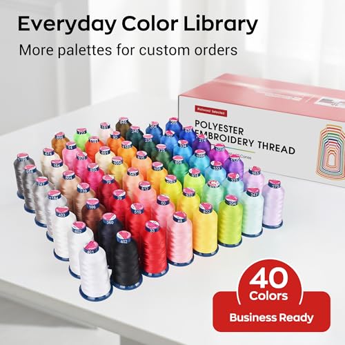 Poolin Embroidery Machine Thread Richword Selected 40 Colors 40WT (108D/2) Polyester Thread Kit Each Cone 4000M (4374Y) - color: 40 COLORS