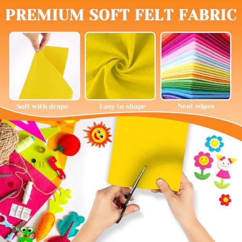 IONTACH 9" X 12" Soft Felt Sheets 1.6mm Thick (6 Packs, Gold Yellow) - color: Gold Yellow