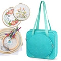 FINPAC Embroidery Bag, Cross Stitch Storage, Square Quilted Tote Organizer - color: Teal
