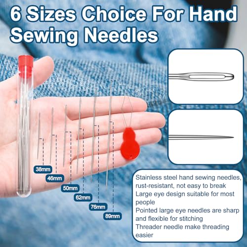 30pcs 2" Big Eye Needles for Hand Sewing Crafts, Hand Embroidery Needle Threader for Leather Cross Stitch Needle Darning Tapestry Quilting Needlepoint Needles Sewing Supplies Accessories - color: 2" x 30pcs