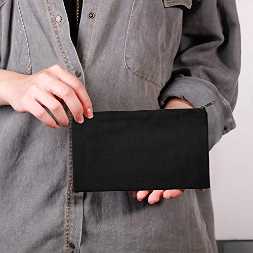 Gejoy 10 Pack Blank Canvas Cosmetic Bags Zipper Pouch DIY,S,Black - color: Black, size: Small