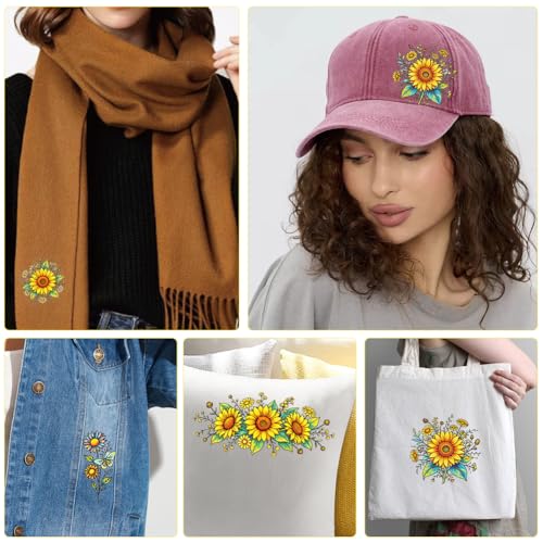 17Pcs Water Soluble Embroidery Patterns Sunflowers 11.7 x 8.3 Inch Embroidery Transfer Paper Sunflower Bouquets Stick and Stitch Wash Away Transfer Stabilizers for Hand Sewing Beginners - color: Sunflower