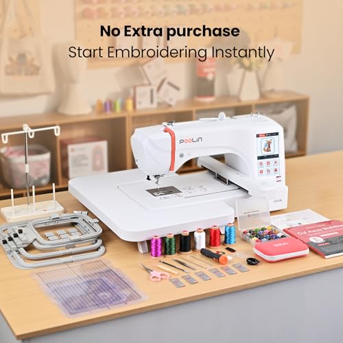 Poolin EOC06 Large Hoop Embroidery Machine, 11 x 7.9 in Embroidery Area
