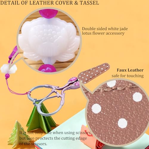 BIHRTC Cross Stitch Scissors Sharp Stainless Steel Dressmaker Scissor with Cover Tassel Vintage Needlework Shears for Embroidery Sewing Machine Needlework Beading DIY Threading - size: 4.5inch, style: Style 1703A