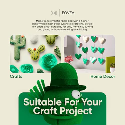 EOVEA - Acrylic Felt Fabric by The Yard - Soft and Durable 72" Wide & 1.6mm Thick Felt Sheets for DIY Crafts, Sewing, Upholstery, Cushion, Padding, Costumes(Hunter Green, 1 Yard) - color: Hunter Green, size: 1 Yard
