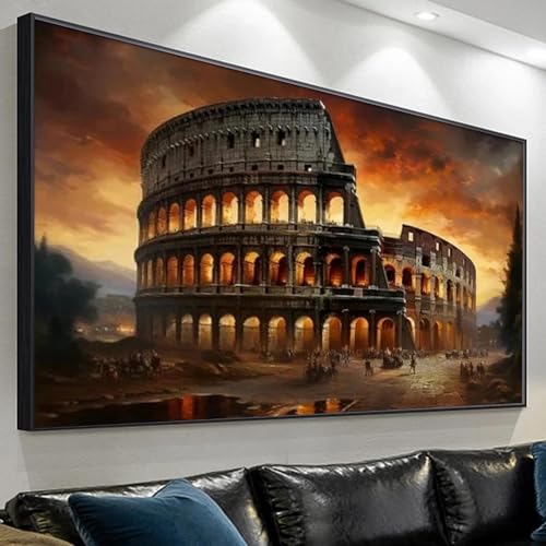 JATOK Diamond Painting Kit for Adults, Colosseum, 27.5 x 15.7 in - color: Midnight Blue