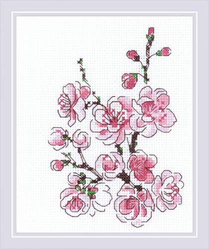 RIOLIS 1818 Branch of Sakura Counted Cross Stitch Kit 5 x 6.25 in - style: The Branch of Sakura 1818