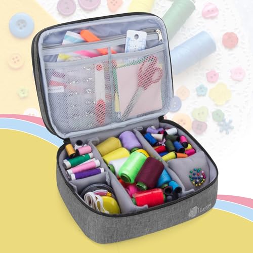 Luxja Double-Layer Medium Sewing Organizer, Gray - color: Gray, size: Medium