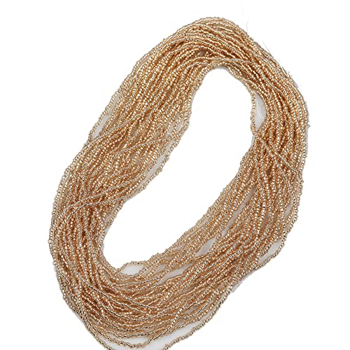 11/0 Glass Silver Lined Seed Beads Hanks (3 Meters, 6000pcs), Champagne Sliver Lined Seed Beads Strand (9 Meters) - color: Champagne-Sliver Lined