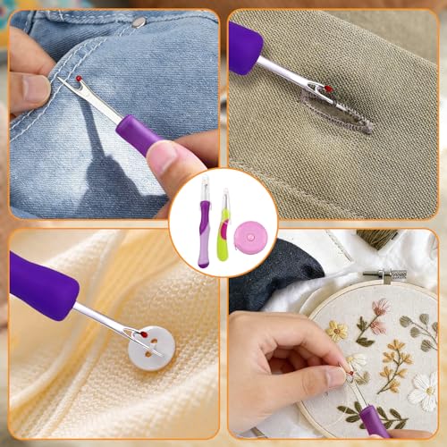 CllyCnny Seam Ripper, Seam Rippers for Sewing 2 Pcs, Measuring Tape, Thread Stitch Remover Tool for Hand Sewing, Knitting, Cross Stitching, Embroidery and Thread Removal
