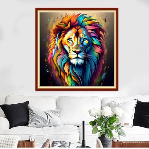 Funxvoot Stamped Cross Stitch Kits Beginners Full Range of Embroidery Kits for Adults 11CT Embroidery Patterns Needlepoint Kits Printed Cross Stitch Kits - (Colorful Lion 18x18 inchs) - color: Cross Stitch Kits 43