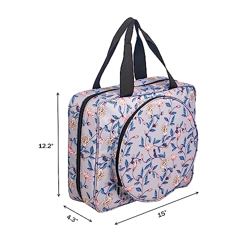 Portable Square Cross Stitch Starter Kits Bag Embroidery Project Bag Embroidery Tool Storage Tote Bag with Multifunctional Pockets, Bag Only (Flower Pattern) - color: Flower Pattern