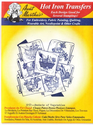 Aunt Martha's Hot Iron Embroidery Transfer 3757 Days of the Week Baskets of Vegetables