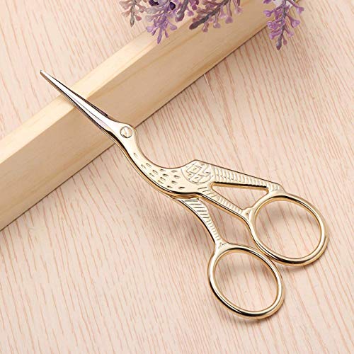 2PCS Vintage Stork Shape Sewing Scissors Stainless Steel Scissors - color: Gold