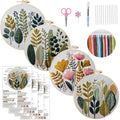 MULTIONS 4 Pack Embroidery Kit for Beginners, Cross Stich for Adults, Embroidery Starter Kits with Pattern, Hoop, Neeldes, Scissor(Flower and Plants) - color: Flowers and Plants