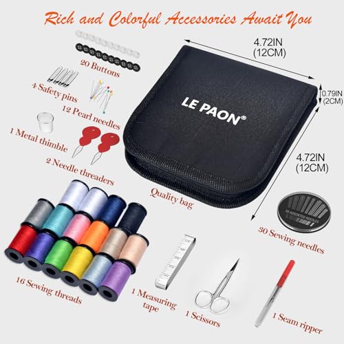 Sewing Kit Gifts for Grandma, Mom, Friend, Traveler, Adults, Beginner, Emergency,Sewing Supplies Accessories with Scissors,Sewing Needles Thimble, Thread,Tape Measure etc (Black, S),10 Pack - color: Black, size: 10 Pack