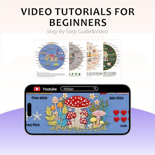 wtisan Embroidery Kit for Beginners, 4 Floral Patterns Cross Stitch Kits - color: S-02