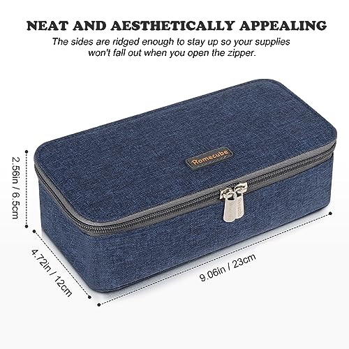 Homecube Capacious Pencil Case Pen Box Makeup Bag Pouch Pencils Holder Large Storage Stationery Box with Zipper School Supplies for College and Office - Navy Blue - color: Navy Blue