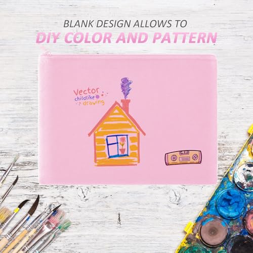 Gejoy 10 Pack Blank Canvas Cosmetic Bags Zipper Pouch DIY,M,Pink - color: Pink, size: Medium