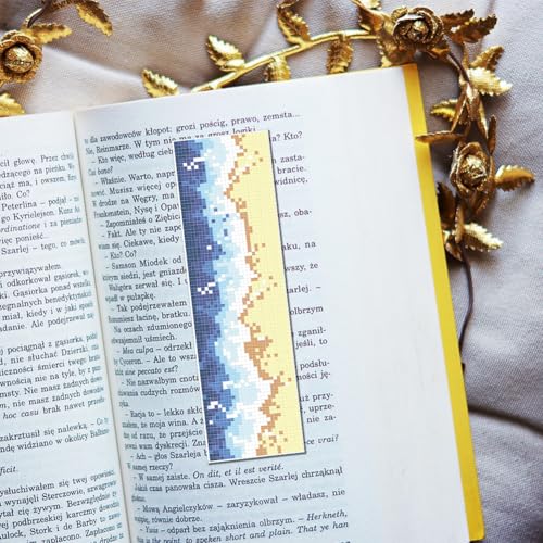 FREEBLOSS 6 Set Cross Stitch Bookmark Kit Cross Stitch Kit Sea Wave Stamped Embroidery Bookmark with Instruction Landscape Cross Stitch Kits for Adults DIY Bookmark Kit 8.66''x3.15'' - style: Waves