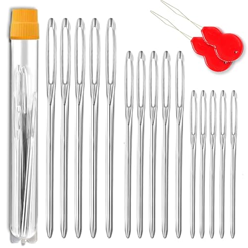 Large-Eye Blunt Needles, Sewing Needles, Stainless Steel Embroidery Thread Needle, Handmade Yarn Knitting Needles Leather Needle, Suitable for Crochet Project. (15 PCS) - color: 15 PCS